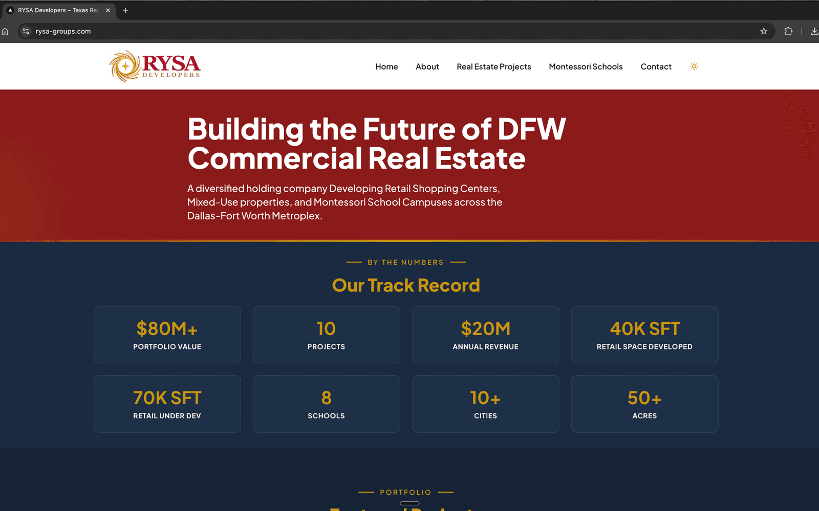 RYSA Developers website screenshot